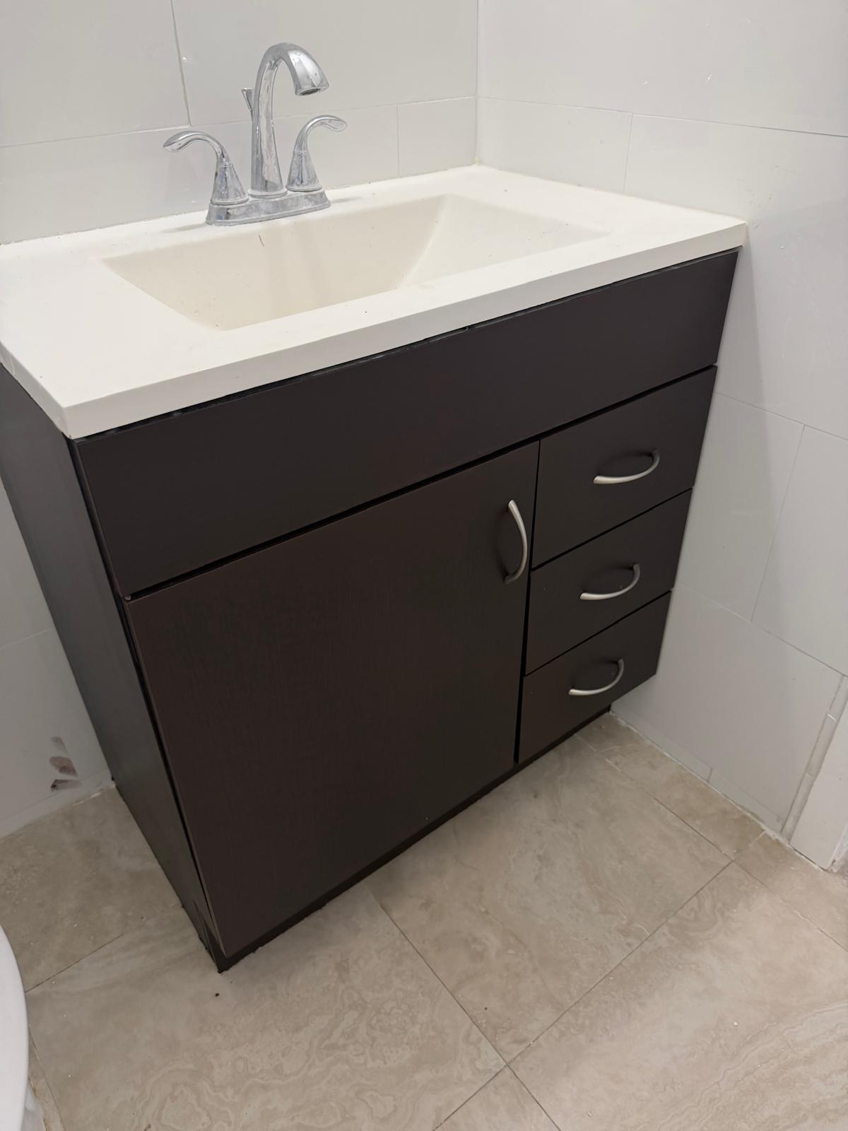 Finished bathroom vanity installation in Homestead, FL