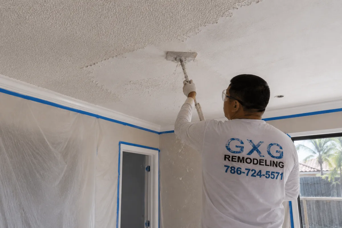 Popcorn ceiling removal project near Redland, FL